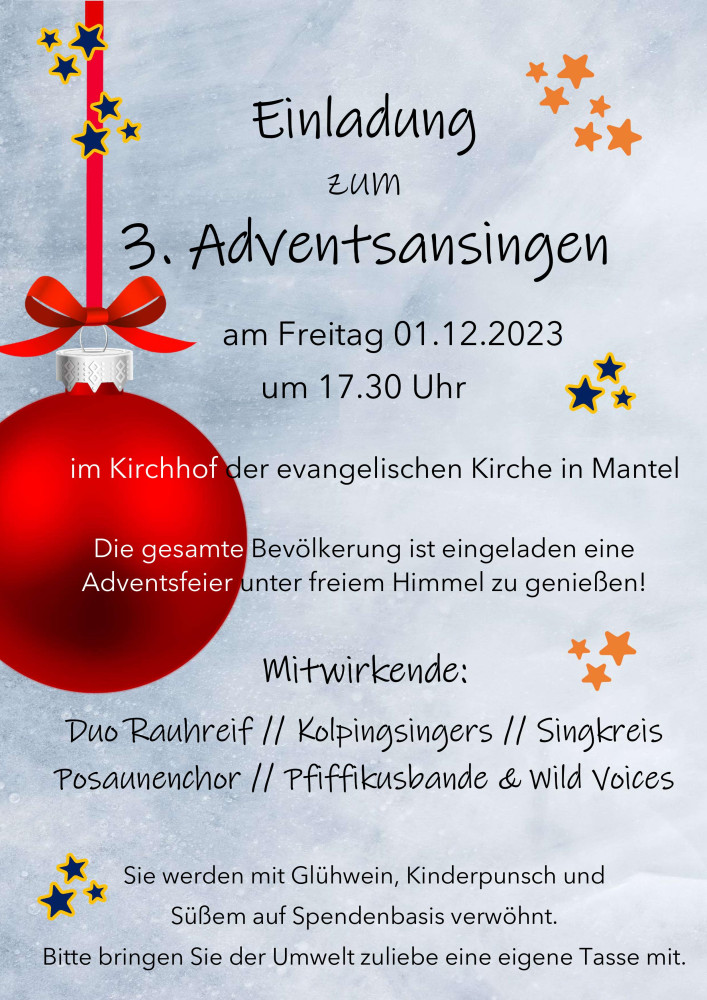 3. Adventsansingen in Mantel